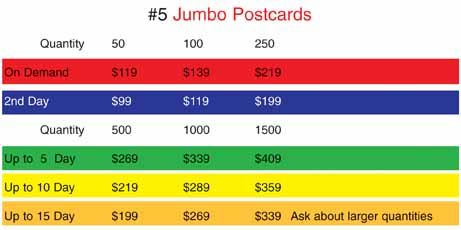 Cover #5: "Jumbo Postcards" Size: 6" x 11" 4/1