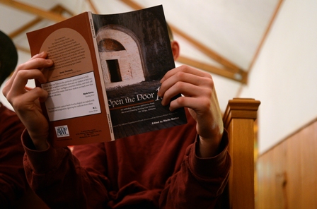 A Writing Our Stories Mt. Meigs student writer reads from Open the Door 15. (Julie Bennett)