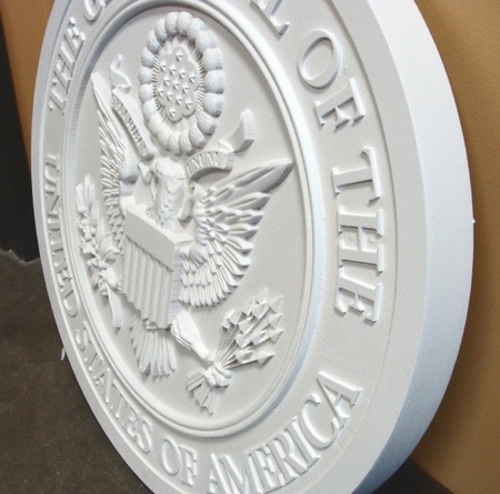 U30035 - Unpainted 3D Carved HDU US Great Seal Wall Plaque