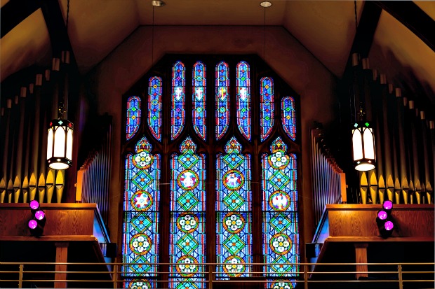 balcony stain glass