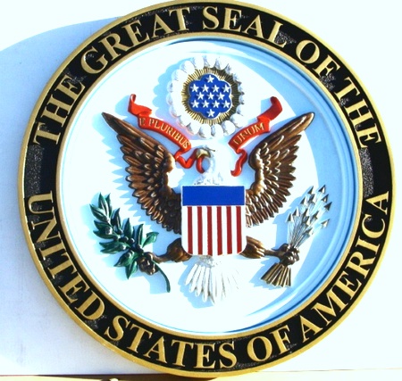 U30025 - Full Color 3D Carved HDU US Great Seal Wall Plaque (Version 3)