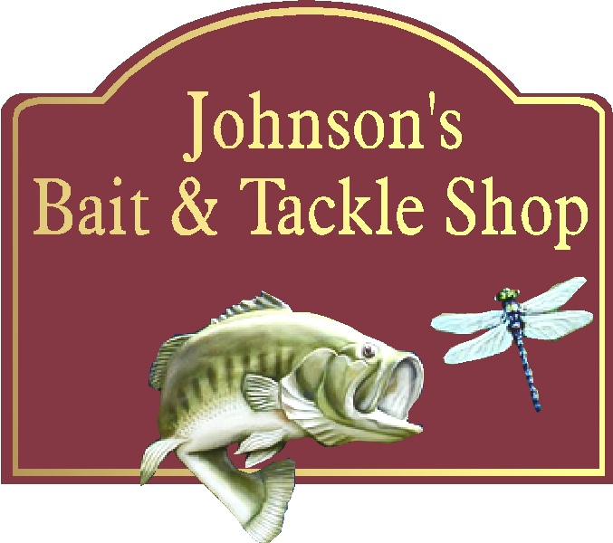 M22024 - CNC V-Carved HDU sign with Carved fish applique