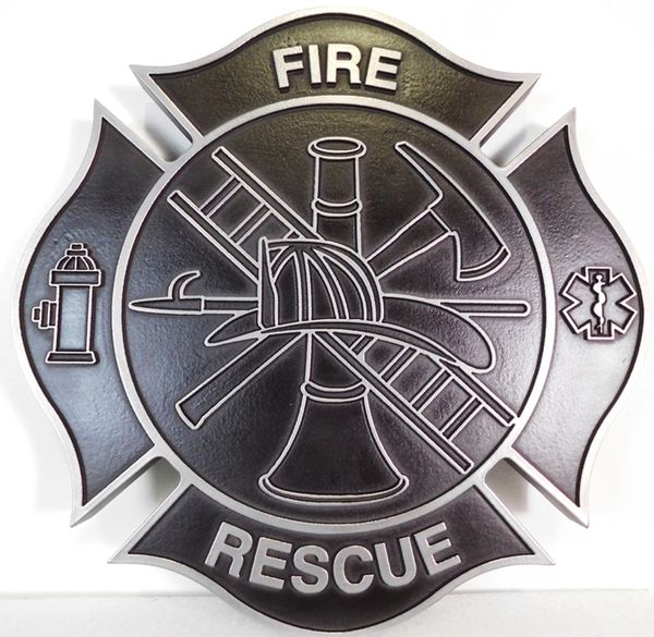 D Brass Silver Painted Firefighter Badge Patch Plaques