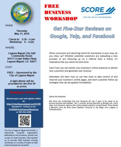 Free SCORE Workshop