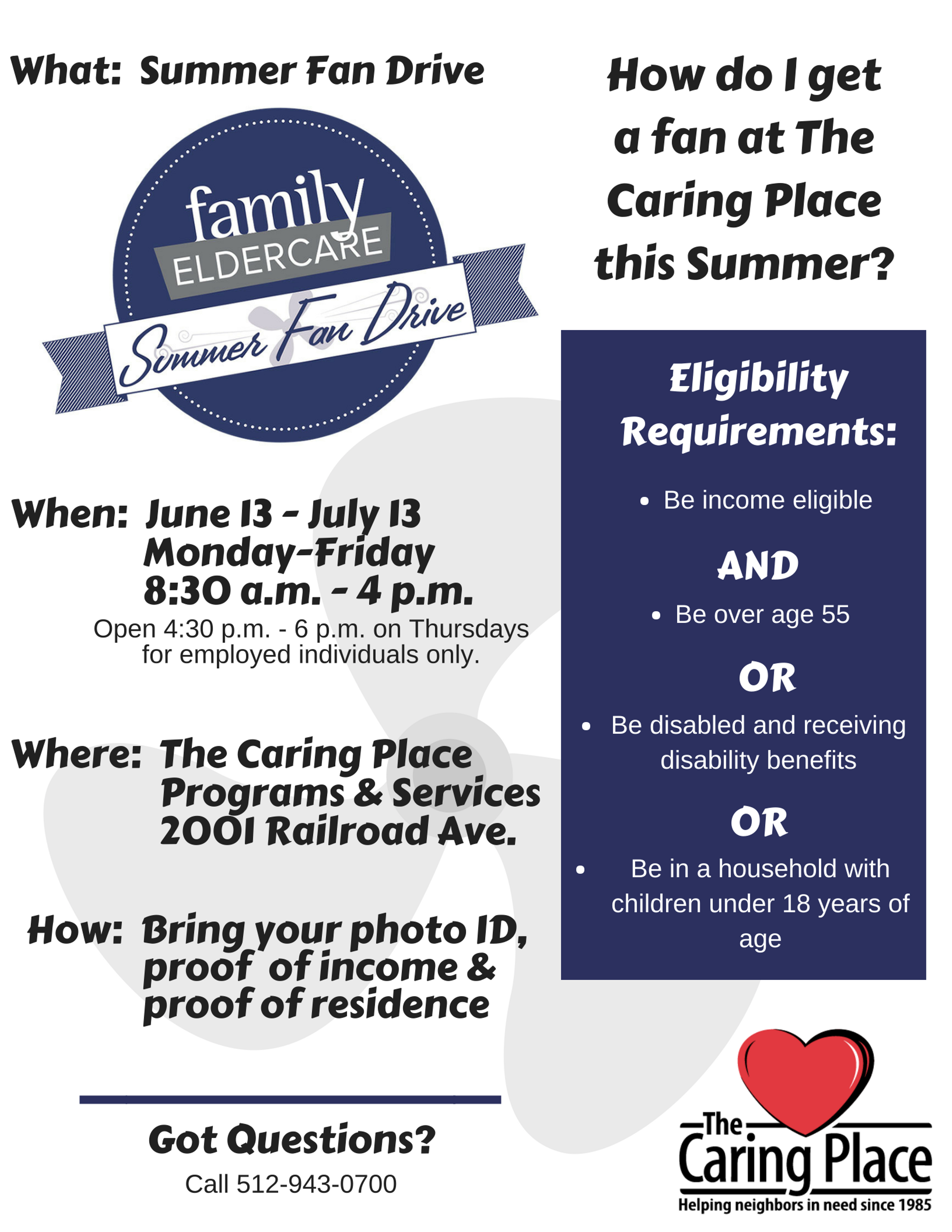 The Caring Place Helps Distribute Fans this Summer