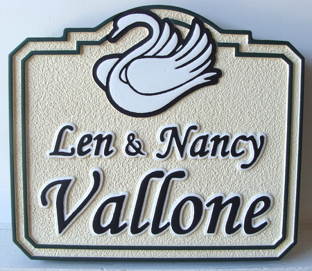 M22069 - Sandblasted  HDU Lake House Sign with Swan