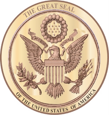 U30049 - Wooden 3D HDU Great Seal of America Wall Plaque