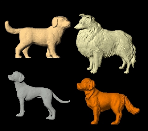 BB11997 - Carved 3D Wood Appliques of Dogs (Black Lab, Collie, Dalmation, Retreiver)