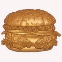 Q25908 - Carved 3D Bas-Relief Art Applique for a Restaurant, Double-Cheeseburger