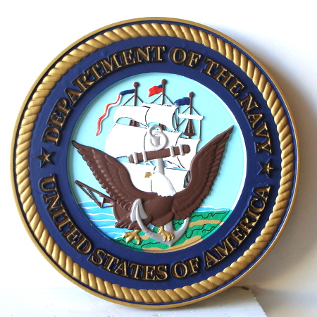 V31205 - Carved Wall Plaque of the Great Seal of the Navy (Version 2)