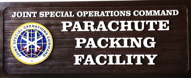 V31899 - Carved Wood Sign for Special Operations Command Parachute Packing Facility