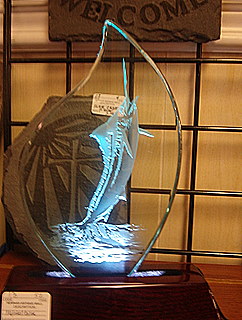 Marlin on Flame Glass in lighted base