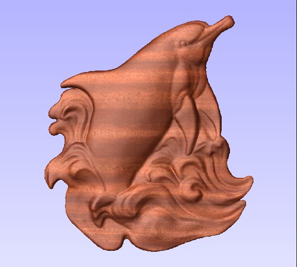 M3952 - Carved Mahogany Porpoise Applique