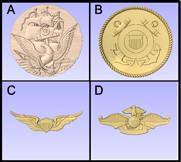 U30904 - Carved Military Emblems and Insignia