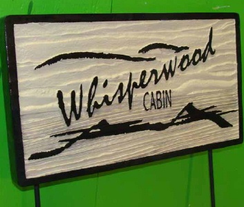 Sandlasted Wood Cabin Sign
