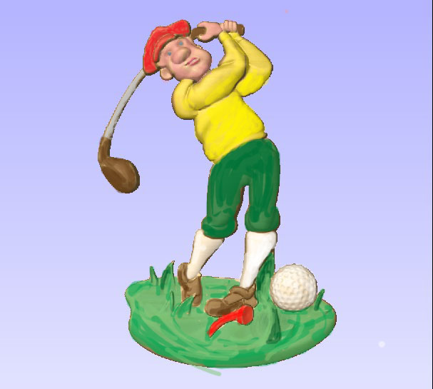 M2994 - Carved Golfer, painted enamels