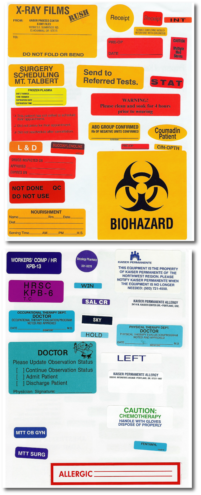 Hospital Labels
