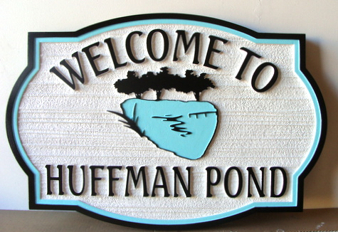 M22144 - Carved Sign for "Huffman's Pond"