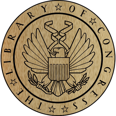 U30455 - Library of Congress Seal Carved Stained Wood Wall Plaque