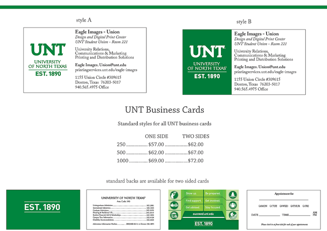 University of North Texas : Product Catalog : UNT Business Cards