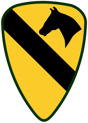 V31775 - Carved Wall Plaque of Shoulder Insignia for First Cavalry Division, the "First Team", USA
