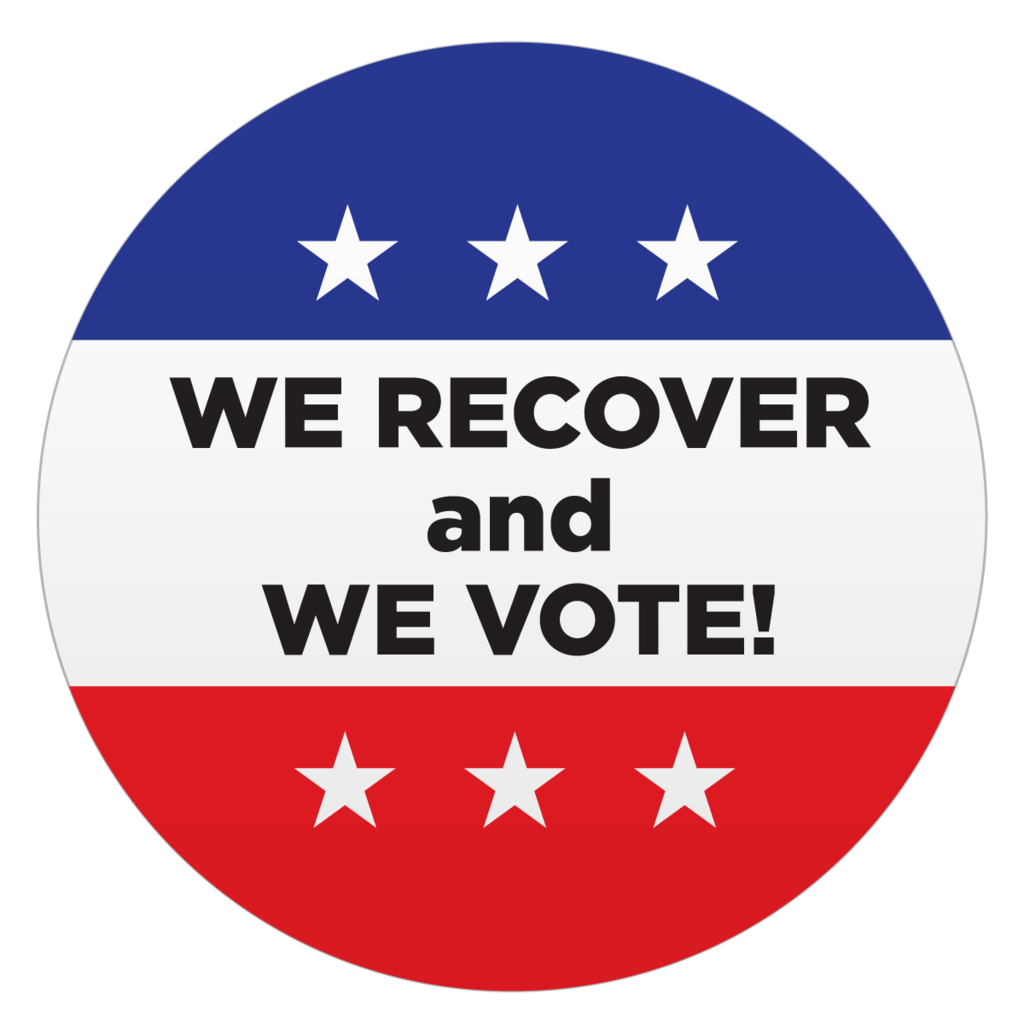"We Recover and We Vote " Lapel Stickers (Roll of 500)