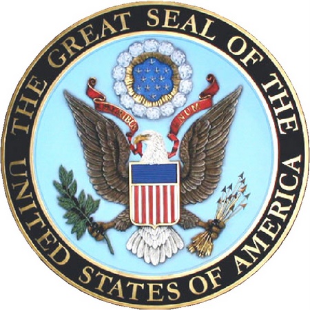 U30030 - Full Color with Gold Leaf 3D Carved HDU US Great Seal Wall Plaque