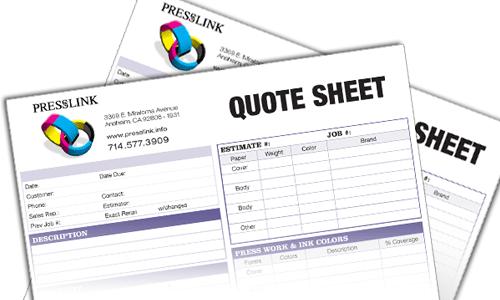 Request An Estimate from Presslink