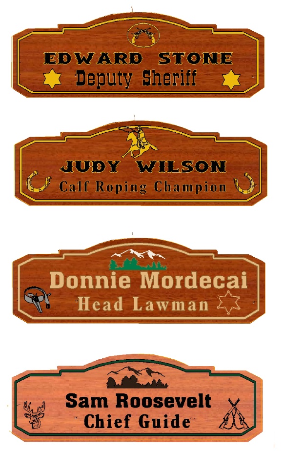M4895 - $75 Western Motif Exotic Wood Desk Nameplates, 10 x 4