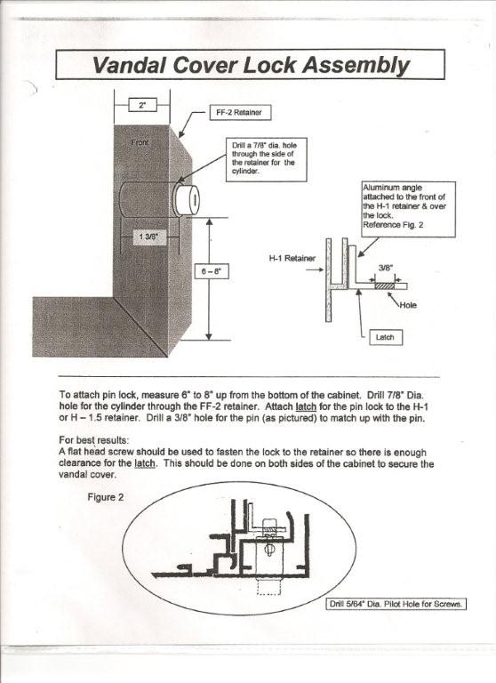 Where is Excellart's push button barrel lock installed on a Changeable Copy System vandal cover?
