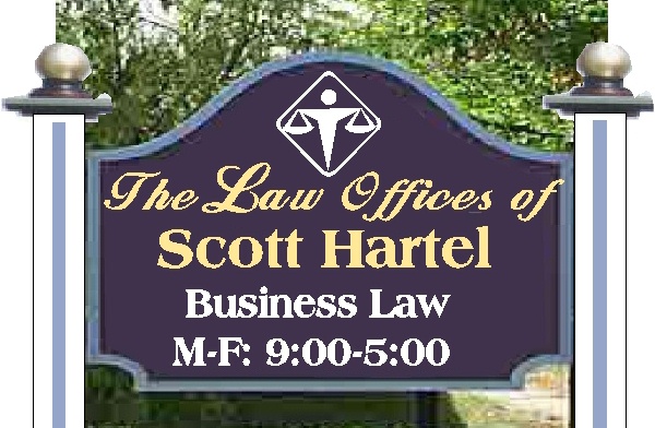 A10130 - Gold & Blue Lawyer Wood Sign with Wooden Posts