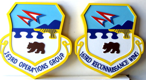 V31527 - 2.5 Carved HDU Wall Plaques for USAF 163rd Operations Group Crest