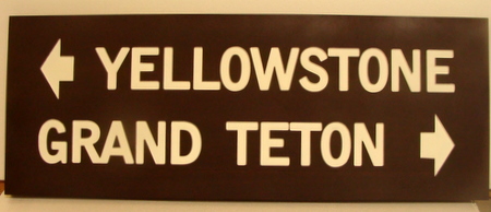 G16019 - Routed Cedar Directional Sign to Yellowstone and  Grand Teton National Parks