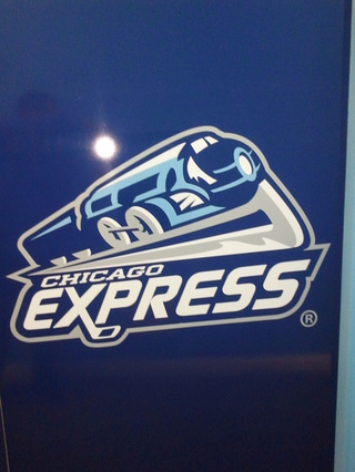 Window with Chicago Express Logo