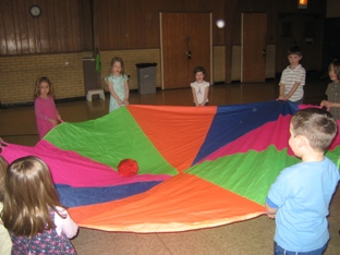 Parachute Play In Gym With The Rainbow Room