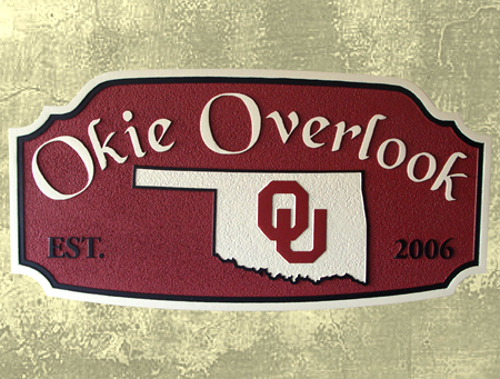 I18053 - Sandblasted HDU Property Name Sign, Oklahoma University "Okie Overlook"