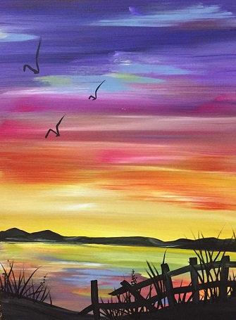 "Summer Sunset" Corks & Canvas Art Class with Linda Anderson