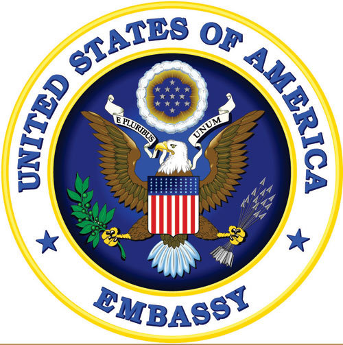 U30320 - US State Department Embassy Seal Carved Wood Wall Plaque