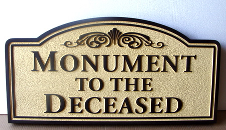 GC16988 - Carved Wooden Sign Monument to the Deceased