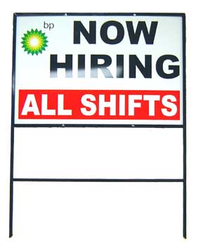 24"x36" Aluminum Sign w/ angle iron frame and space for a rider at the bottom.
