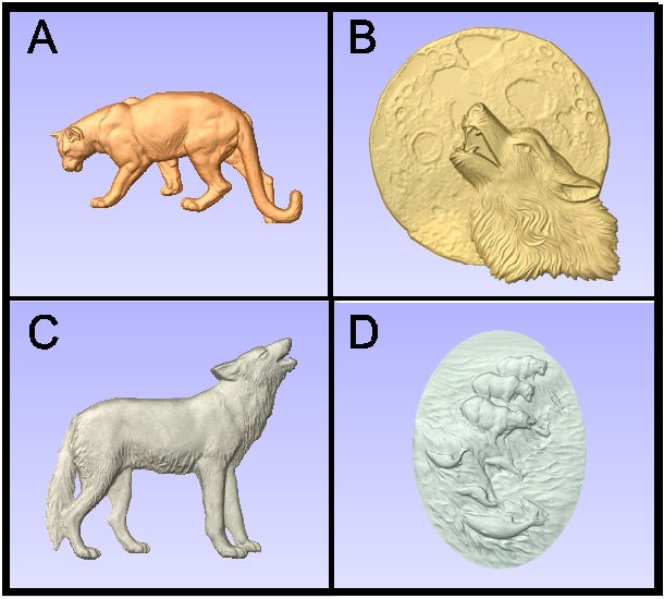 M22916 - Carved Wolves, Cougar and Bears