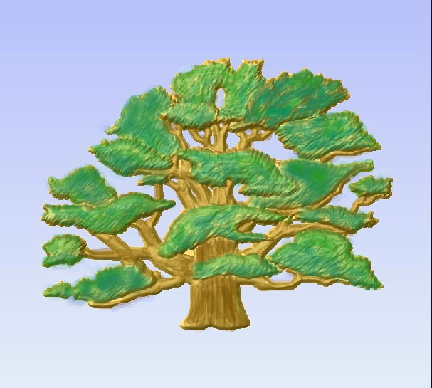 M2986 - Carved Oak Tree, Painted Enamels