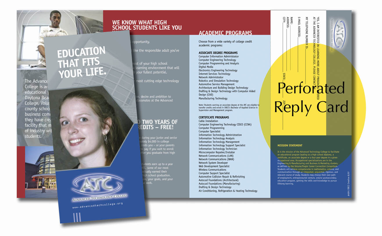 Roll-Fold 4 Panel Brochure with Perforated Reply Card