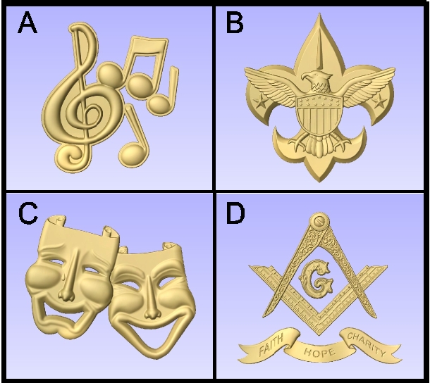 U30912 - Carved Misc. Plaque Symbols