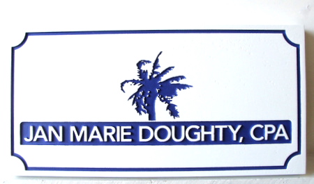 C12021 - Engraved and Sandblasted CPA Sign with Palm Tree
