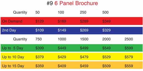 Text #9: "6 Panel Brochure" Flat: 11" x 16.5" 4/4