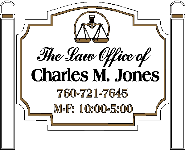 A10160 - Carved Wood Law Office Sign with Side Posts