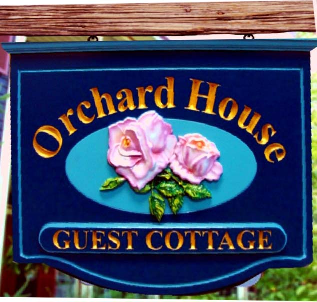 T29028 - Carved Rose Flower B&amp;B Hanging Sign