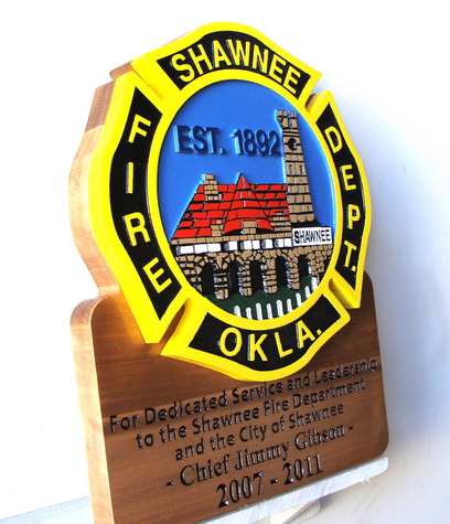 M3932 - Carved Wooden  Retirement Plaque for Fire Department Chief