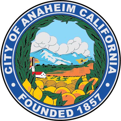 X33008 - Carved Wooden Wall Plaque of the Seal of the City of Anaheim, CA